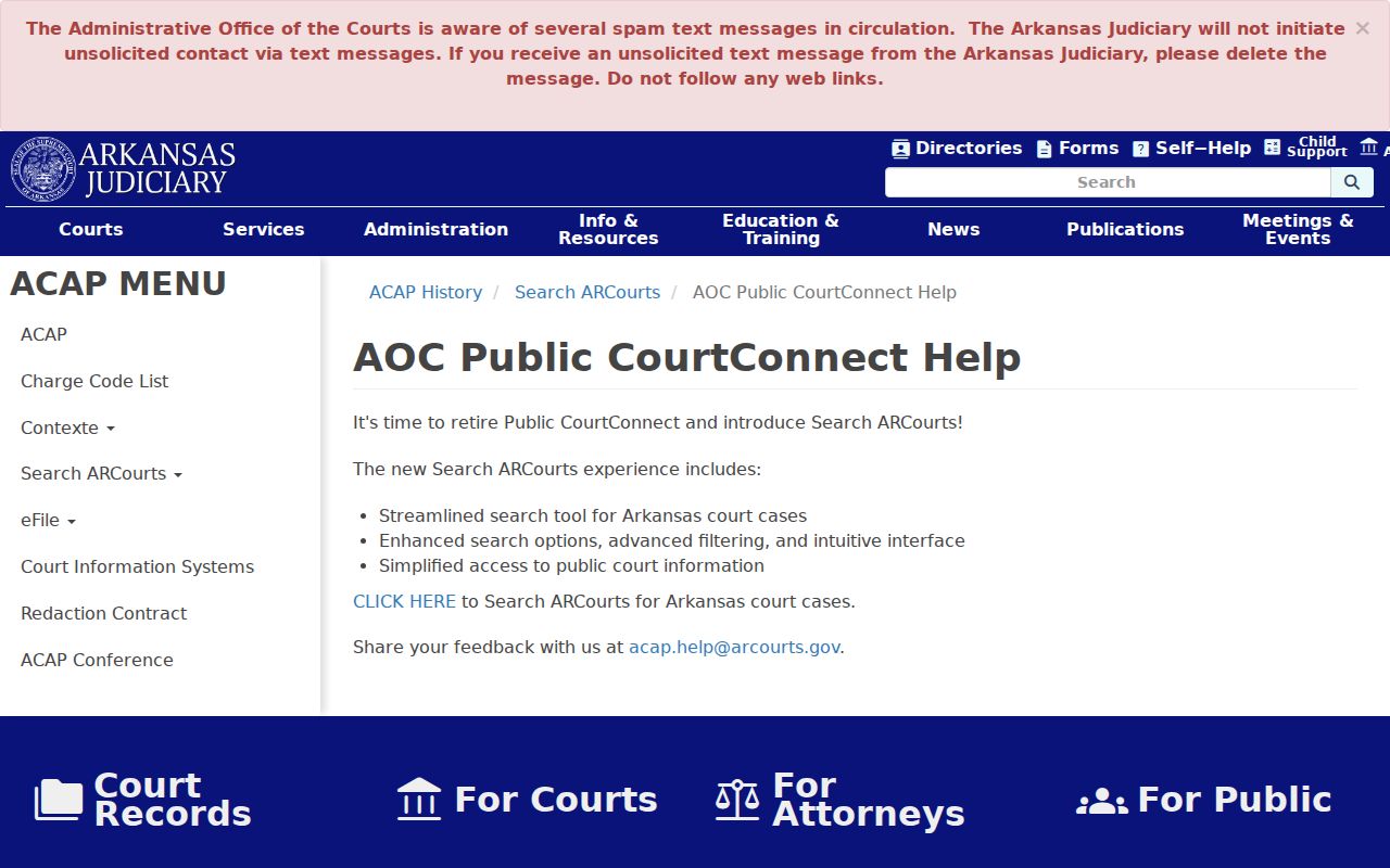 Benton County case search migration from CourtConnect to Search ARCourts