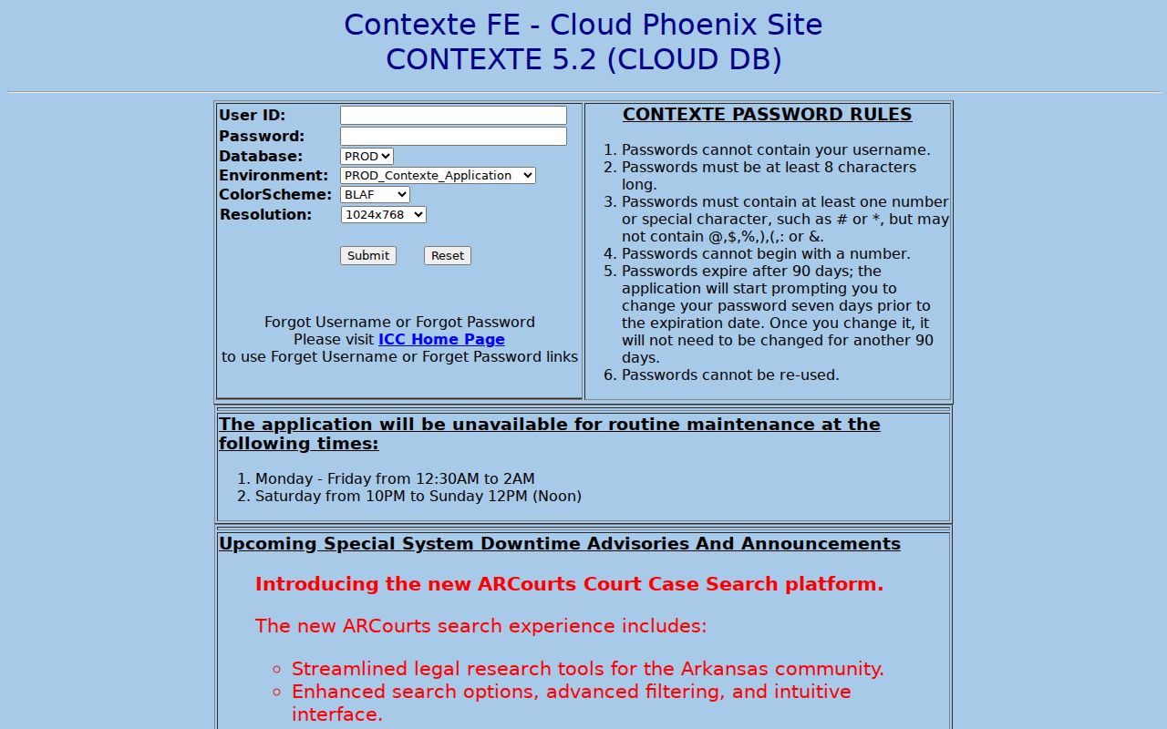 Benton County court calendar ARCourts service view