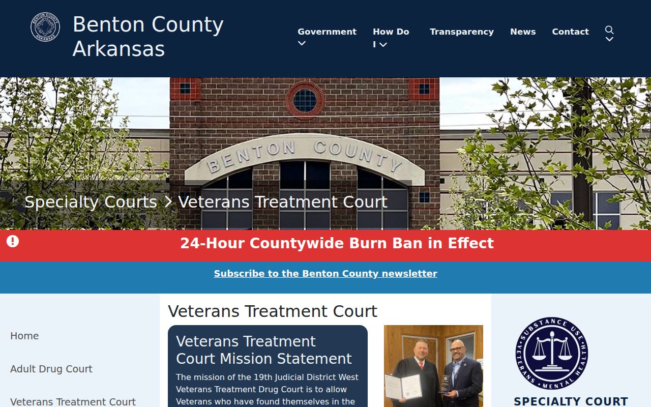 Benton County criminal court docket Veterans Treatment Court information