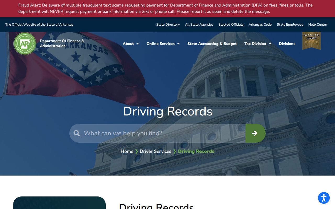 Benton County traffic court record compared with Arkansas driver record source